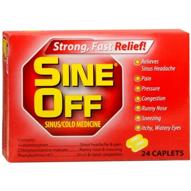 Sine Off Sinus Cold Medicine Caplets 24 Ct Walmart Com Walmart Com