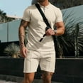 thumbnail image 2 of Summer Stamzod Men Tracksuit 2 Piece Short Sleeve Button Up Shirts Shorts Jogging Suits Oversize Causal Business Outfit Sets, 2 of 5