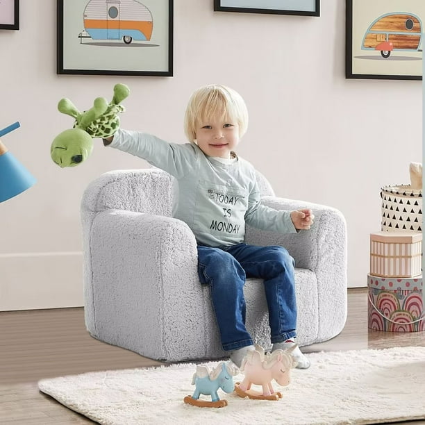 Iwicker Kids Club Chair Toddler Couch Baby Sofa Chair with Sherpa