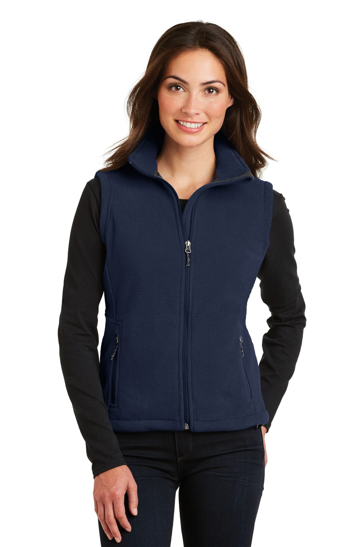 Womens navy fleece clearance vest