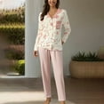 thumbnail image 2 of Womens Printed Pajama Set Long Sleeve Lapel Button Two Piece Comfortable Loungewear, 2 of 5
