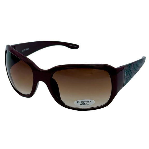Ellen Tracy Womens Plum Plastic Rectangle Sunglass, Gradient Lens 508. 1