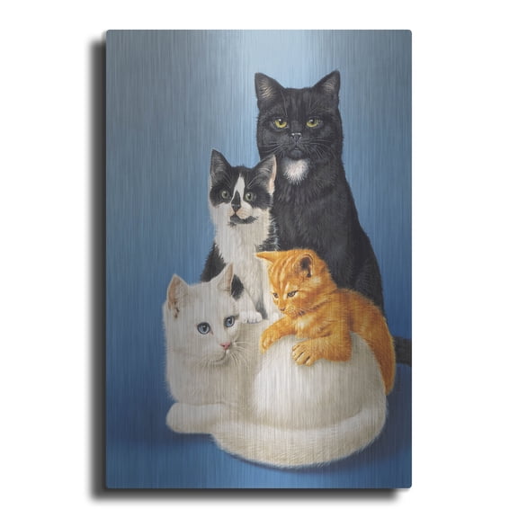 Luxe Metal Art 'Cat Family' by Harro Maass, Metal Wall Art, 16"x24"