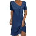 thumbnail image 2 of Prix Réduit, Robe Mi-Mollet à Manches Courtes et Col Rond pour Femmes, Robe Mi-Mollet Simple et Élégante pour Usage Quotidien en Tissu de Haute Qualité, 2 of 9