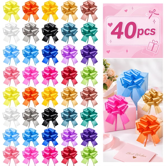 40Pcs Large Pull Bows for Gift Wrapping, Reusable, for Weddings, Christmas, Valentine's Day, and Parties
