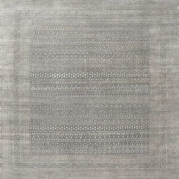 Ahgly Company Indoor Square Mid-Century Modern Pale Silver Gray Oriental Area Rugs, 4' Square