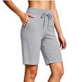 thumbnail image 2 of Athletic Women's Shorts with Pockets, Elastic Drawstring Waist Soft Comfy Casual Shorts, Lounge Gym Fitness, Womens Casual Wear | VerBelle,Gray L, 2 of 6