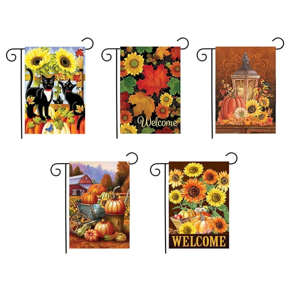 Drapeau de Jardin Action de Grâce Extérieur 3 1 5 Bannière Impression 3D Décoration Suspendue Enseigne d'Automne, Type 2