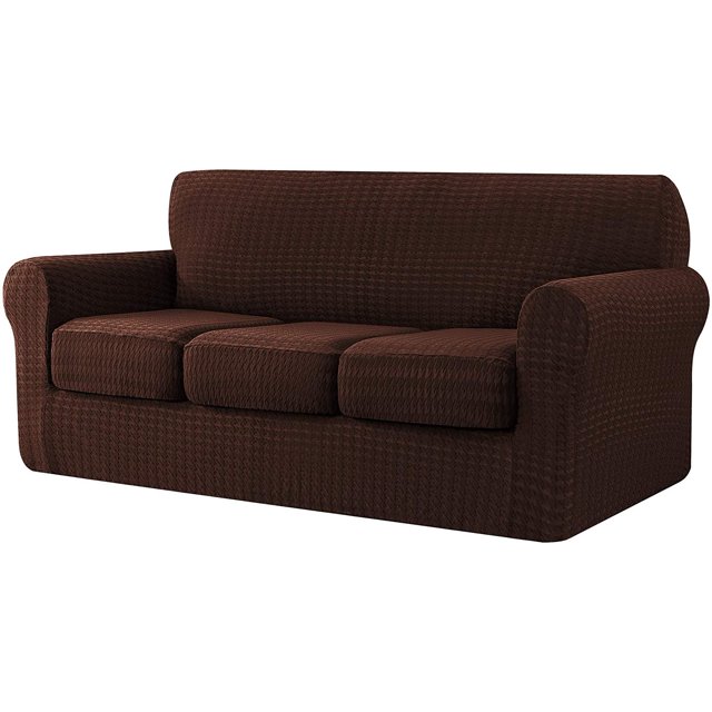 2024 Housse de Canapé Extensible à 4 Pcs Motif Pied-de-Poule, Housse de Canapé, Coussins Séparés, Canapé Noir