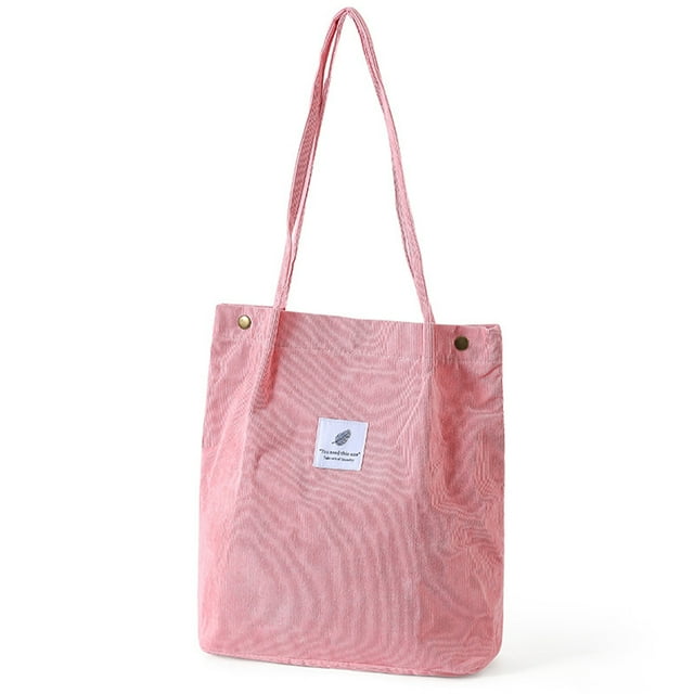 Sonducket Bolso de mano de pana para mujer, bolso de hombro ligero, bolsas de compras de gran capacidad, almacenamiento, bolsos informales Retro, Bolsas de mensajero y de hombro Rosa brillante
