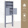 thumbnail image 4 of Over The Toilet Storage, Taller Bathroom Organizer Space-Saving Storage Cabinet with Adjustable Shelves and Double Doors, 77 in H, Grey, 4 of 5