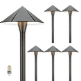 thumbnail image 1 of Gardenreet Brass Low Voltage Pathway Lights, 12V Outdoor LED Landscape Path Lights(Umbrella) for Walkway Driveway Garden Yard with 3W 2700K Warm White LED G4 Bulb(6 Pack), 1 of 7