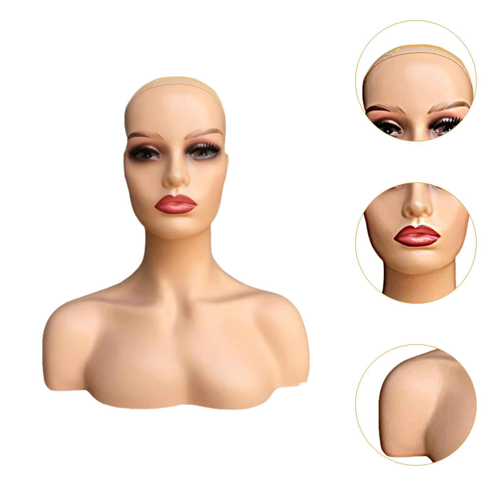 Serenable Female Mannequin Head Manikin Head Circumference 53cm Showing Stand Holder for Earrings Display Home Salon E