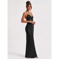 thumbnail image 4 of Satin Criss‑Cross Backless Tie‑Strap Fitted Cocktail Dress, Elegant Party Dress for Wedding, Spring and Fall Occasions, 4 of 8