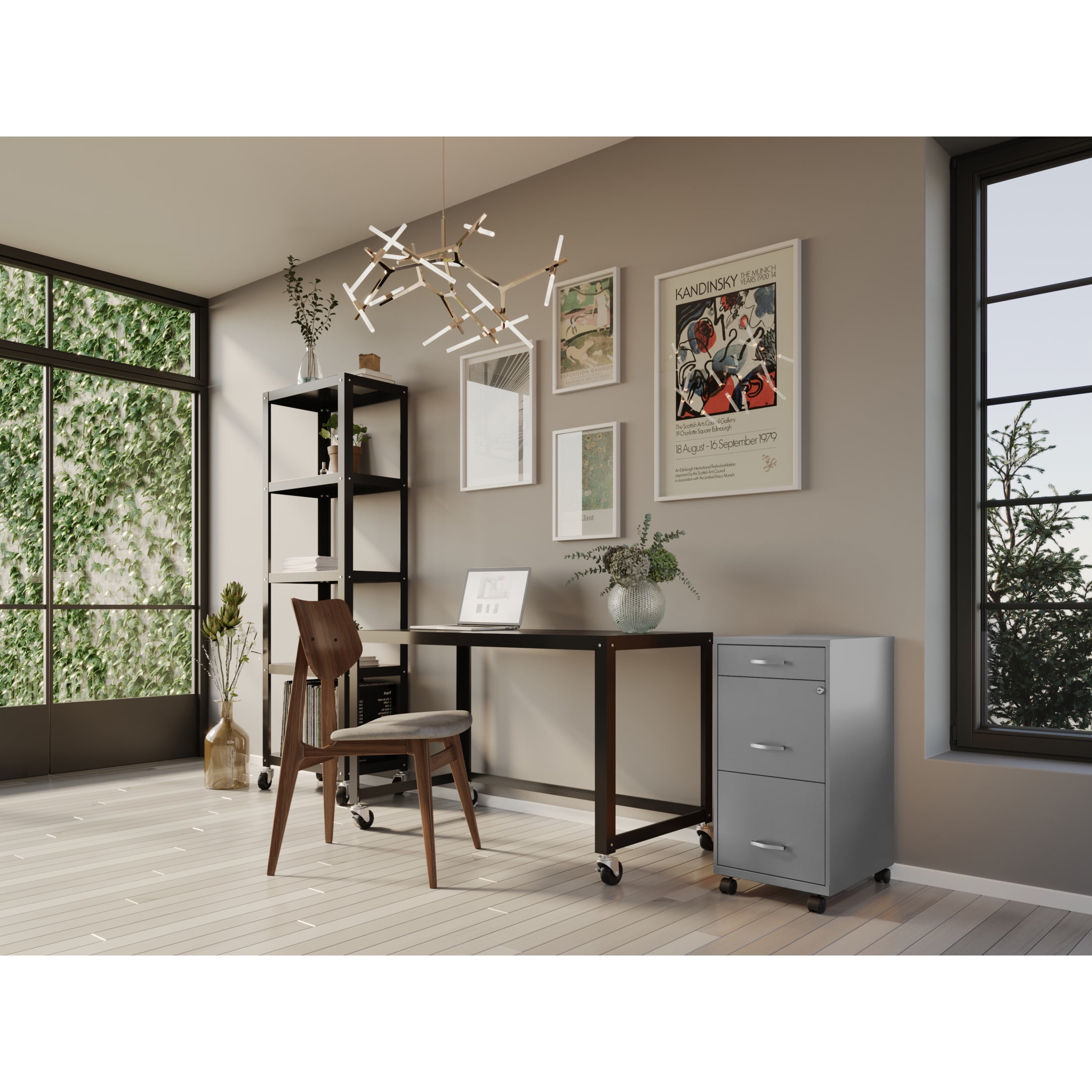 Space Solutions 3 Drawer Letter Width Vertical File Cabinet with Pencil Drawer, Silver