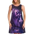 thumbnail image 1 of Easygdp Purple Hippo In Water para Vestido Transpirable de Mujer, Vestido Suelto de Manga Corta con Pliegues y Bolsillos para el Verano, 1 of 7