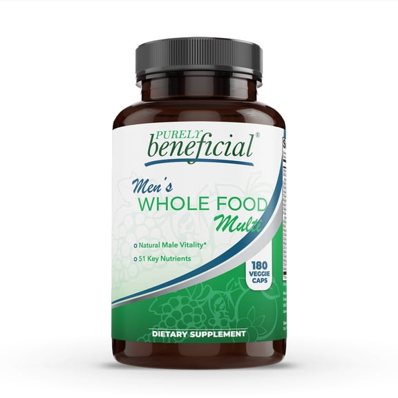 Purely Beneficial Men’s Whole Multi Vitamin –51Key Nutrients Vitamins, Minerals, Herbs, Healthy Heart-180 Capsules