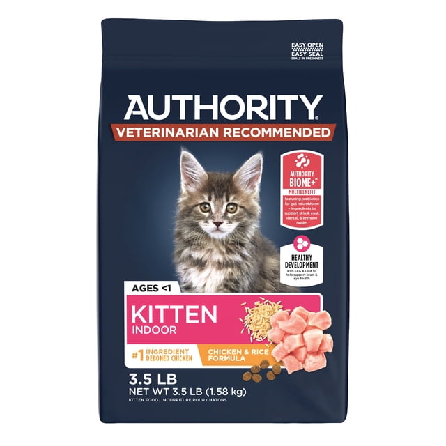 Authority® Everyday Health Indoor Kitten Cat Dry Food - Chicken & Rice, With-Grain