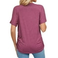 thumbnail image 2 of Joyutrip Women Short Sleeves V Neck Solid Color Side Ruched Tunic Shirt Top, 2 of 7
