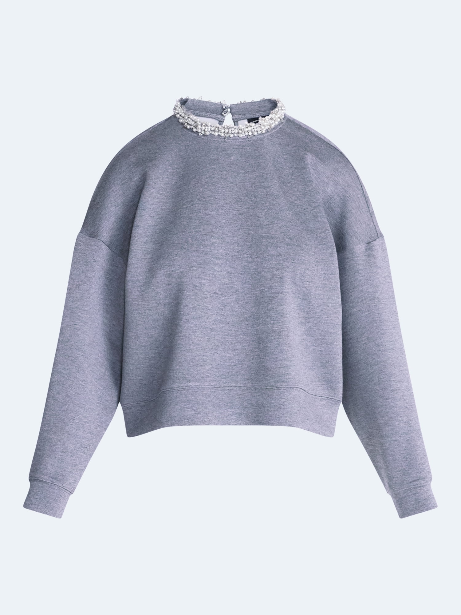 Scoop Women's and Women's Plus Scubaknit Pearl Embellished Sweatshirt, Sizes XS-4X