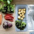 thumbnail image 4 of Cesta de drenaje para cocina, rejilla de secado para fregadero para almacenar y lavar platos, frutas y verduras (gris), 4 of 5