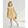 thumbnail image 3 of 18 Months Baby Girls Dress 24 Months Girls Short Sleeve Dress Peter-Pan Collar Bubble Sleeve Toddler Girls Summer Floral Dress Yellow, 3 of 10