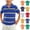 Blue, variant on QSAWXQZ Kids Striped Quarter Button Collared Shirt Short Sleeve Breathable Uniform Top 5-6Years