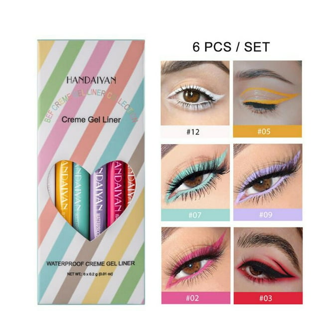 Fiudx Lápiz Delineador de Ojos, Aplicador Giratorio de Cuatro Núcleos para Cejas, Punta con Acabado Mate Perlado, Fórmula Impermeable de Larga Duración, Ideal para Maquillaje Artístico, Pinceles de C