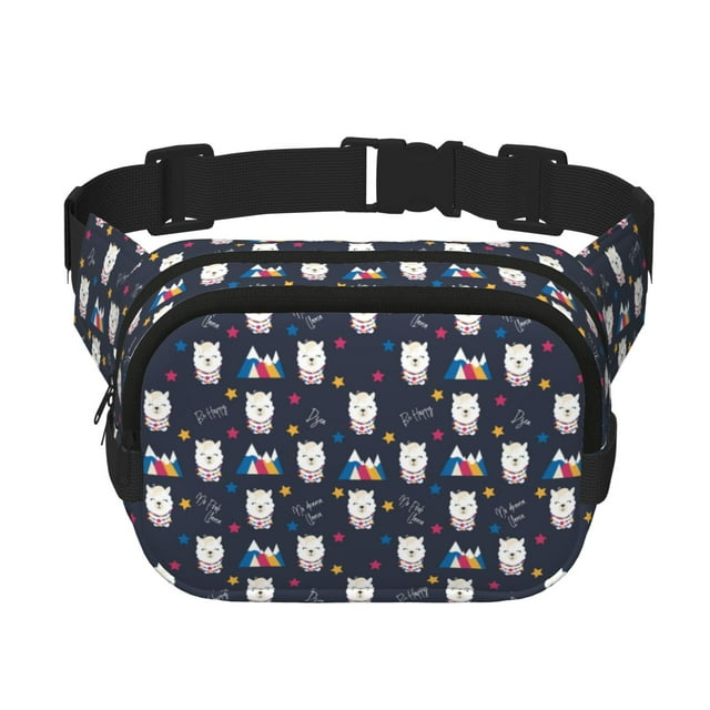 Fotbe Llamas 1 Cangurera Cuadrada con Estampado de Doble Capa, Bolsa de Cintura Ajustable Mini para Hombres y Mujeres