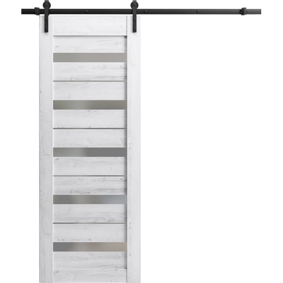 Sliding French Pocket Door 32 x 96 inches | Lucia 2166 Matte Black Clear Glass | Kit Trims Rail Hardware | Solid Wood Interior Bedroom Sturdy Doors