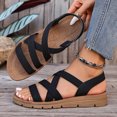 thumbnail image 5 of Rokment Women's Platform Wedge Strappy Fisherman Sandals Comfortable Elastic Orthopedic Low Arch Support Slip on Walking Summer Shoes for Vacation Travel Black Size 6, 5 of 8