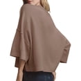 thumbnail image 4 of Short Sleeved Solid Color Women Casual Crewneck Knit Crop Sweater Tops, 4 of 5
