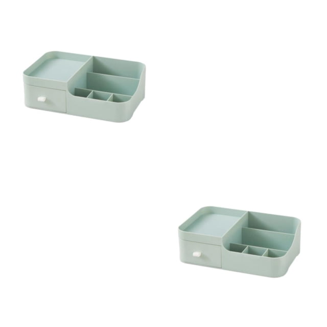 Cateissary Caja de almacenamiento de cosméticos Cajón Organizador de maquillaje de escritorio Estante Misceláneas Verde 2Conjunto