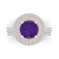 thumbnail image 2 of Clara Pucci 18K White/Rose Gold Round Cut 2Ct Natural Amethyst Engagement Ring + Matching Band - Luxury Box Included, 2 of 7
