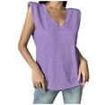 thumbnail image 2 of JINMGG Tank Tops for Women under $5,Ladies Fashion Solid Sleeveless V-neck T-Shirt with Shoulder Pad Loose Vest Purple S, 2 of 7