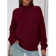 thumbnail image 4 of PRETTYGARDEN Womens Fall Casual Long Sleeve Tops Loose Mock Neck Drop Shoulder Knit Going Out Pullover Sweaters, 4 of 10