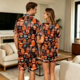 thumbnail image 3 of Pumpkin Pajamas Women Printed Collar Short Sleeve Shorts Pajama Set Warm Color Ghost Pumpkin Print Pjs Sets Two-Piece Comfy Sleepwear Home Lounge Wear Outfit, 3 of 4