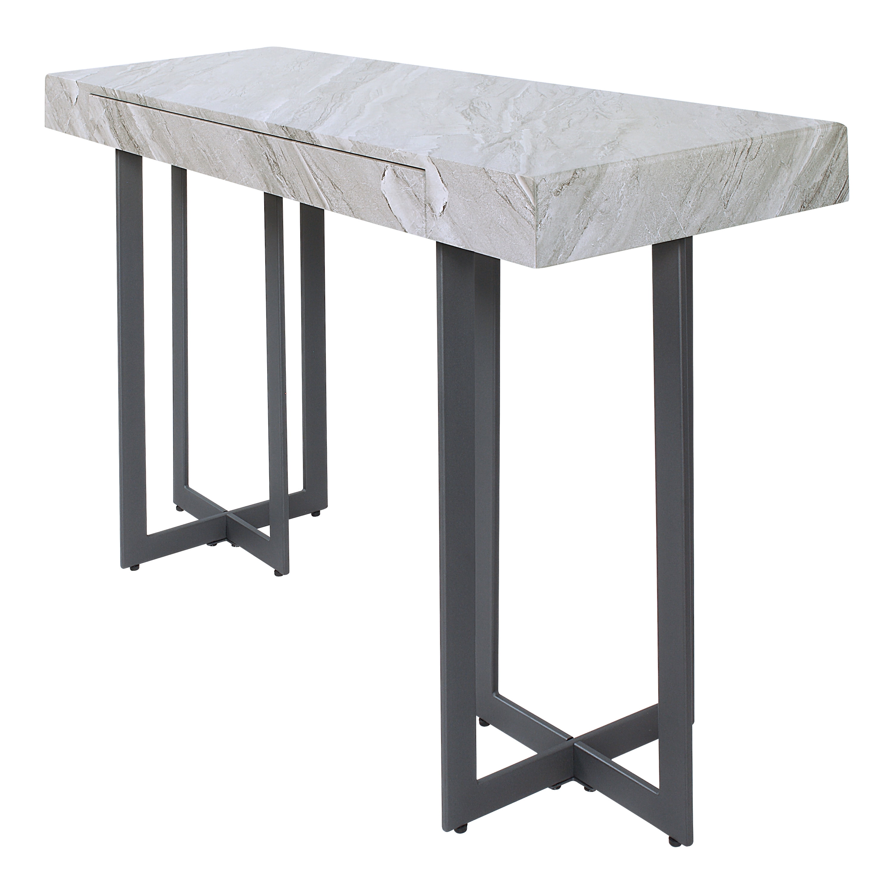 Furniture of America Ariadne 1-Drawer Wood Gray and Gun Metal Sofa Table