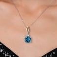 thumbnail image 3 of Gem Stone King 925 Silver and 10K Yellow Gold London Blue Topaz and White Moissanite Pendant Necklace for Women | 9.03 Cttw | Gemstone November Birthstone | Cushion 12MM | With 18 inch Chain, 3 of 7