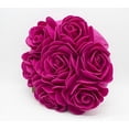 thumbnail image 4 of Fennco Styles Multi Rose Motifs Felt 15-inch Round Decorative Throw Pillow (Fuchsia, Case + Insert), 4 of 6