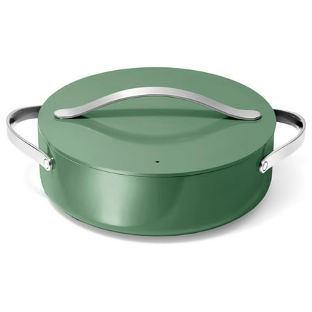 LoWyiL Rondeau - 6 Qt Non-Stick Pan with Lid - From Chemicals - Perfect for Searing, Braising, & Roasting - Sage