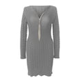 thumbnail image 5 of Fankiway Robe d'Hiver pour Femmes Couleur Unie Tricotée Manches Longues Mi-Fermeture à Glissière Col en V Robes Grande Taille Liquidation Robes d'Été pour Femmes Manches Courtes, 5 of 5