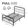 thumbnail image 5 of Bolvdo Full Bed Frame, Classic Metal Platform Bed Frame, with Charging Station and LED, No Need for Springs, Black, 5 of 8