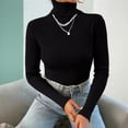 thumbnail image 4 of Women Sweaters Turtleneck Ribbed Knit Long Sleeve Slim Fit Pullover Tops Tee, 4 of 6