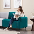 thumbnail image 3 of Feishominoo 87" Upholstered Sectional Sofa, Extra Large Loveseat Couch with Deep Seating and 2 Pillows for Living Room, Gray & Green, 3 of 8