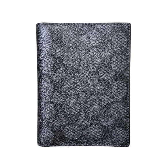 Coach Passport Card Case Travel Wallet In Signature Canvas (Charcoal & Black)
