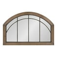 thumbnail image 1 of Kate and Laurel Haldron Traditional Wood Arch Mirror, 24" x 36", Rustic Brown, Shabby-Chic Rustic Windowpane Mirror with Decorative Metal Fretwork, 1 of 4