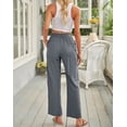 thumbnail image 3 of Pantalon Large à Taille Élastique avec Cordon pour Femmes Gris, 3 of 9