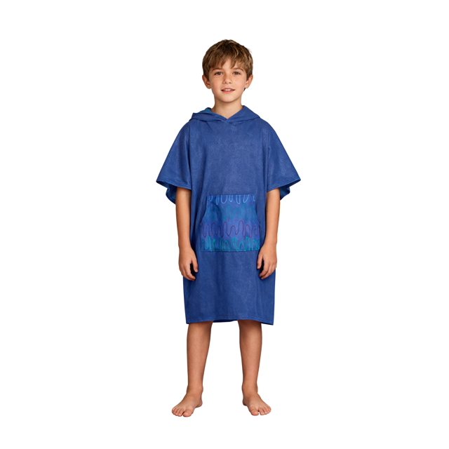 Poncho de Toalla MissShorthair para Niños con Capucha para Playa Azul Oscuro