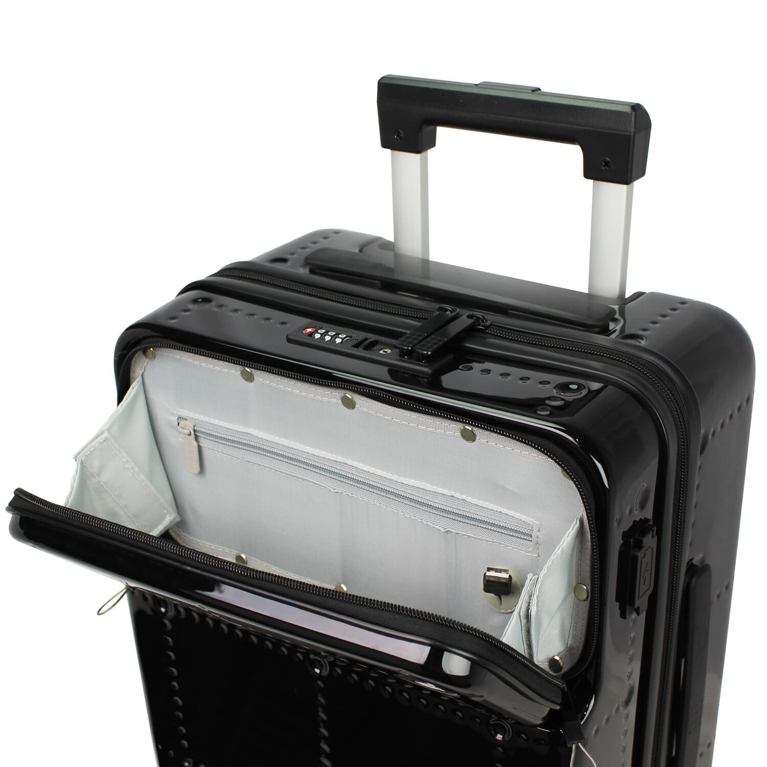 World Traveler Dejuno Avery Smart 20-Inch Carry-On Luggage with USB & USB-C Ports - Black